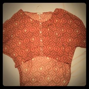 Peachy sheer shirt with mother of pearl buttons